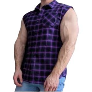 NWOT Raskol purple gym flannel plaid shirt Sz XS